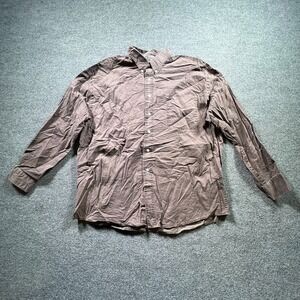 St. John's Bay Twill Shirt Men XL Brown 100% Cotton Button Front Utility Outdoor